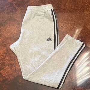 Adidas Light Gray Joggers with Black Stripes